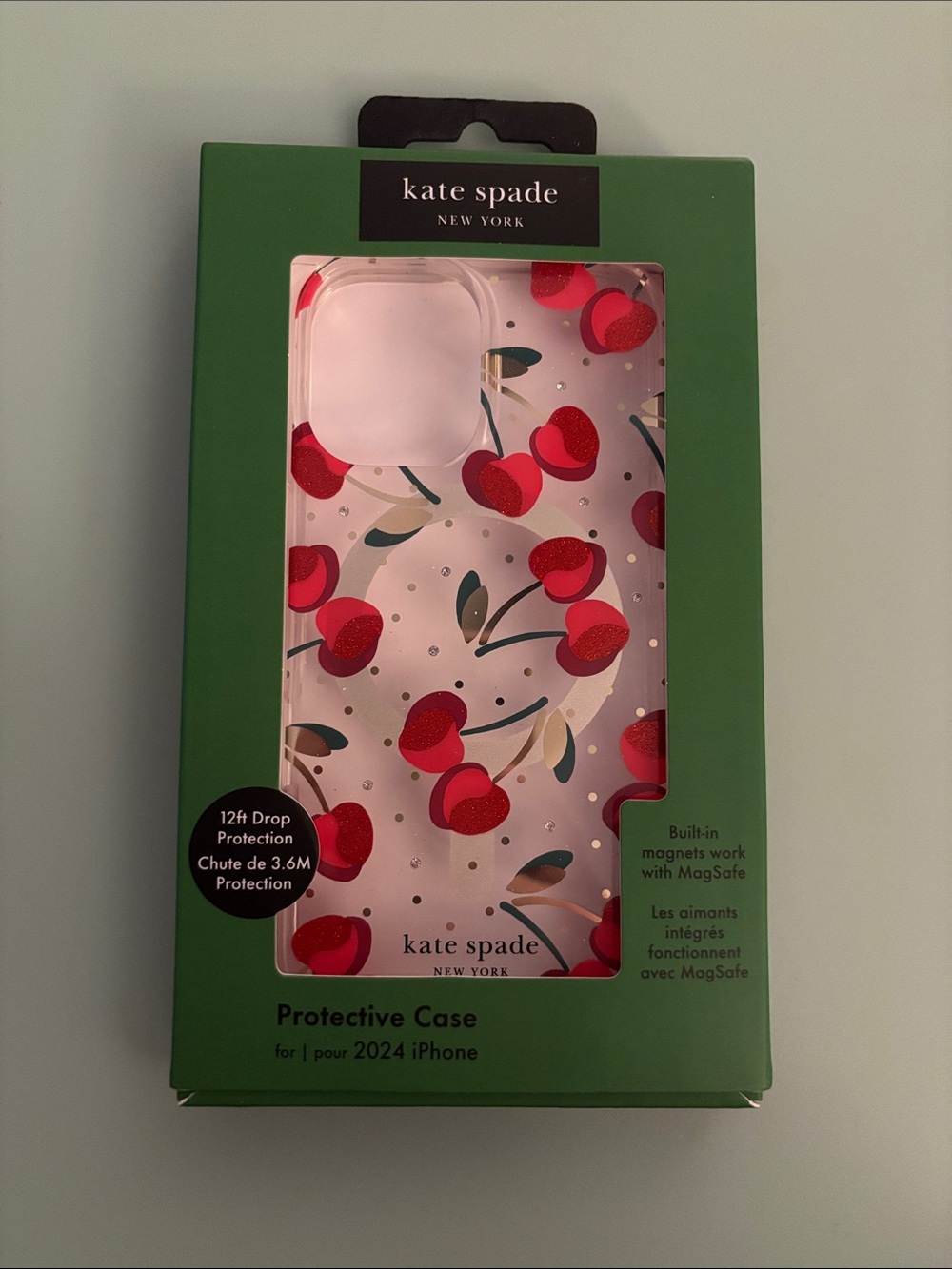 kate spade Pink Cherry Print Protective Case with Red Accents